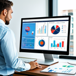빅데이터 기술자의 데이터 시각화 디자인 사례 - **

"A data analyst in a modern, brightly lit office, fully clothed in appropriate business attire, ...