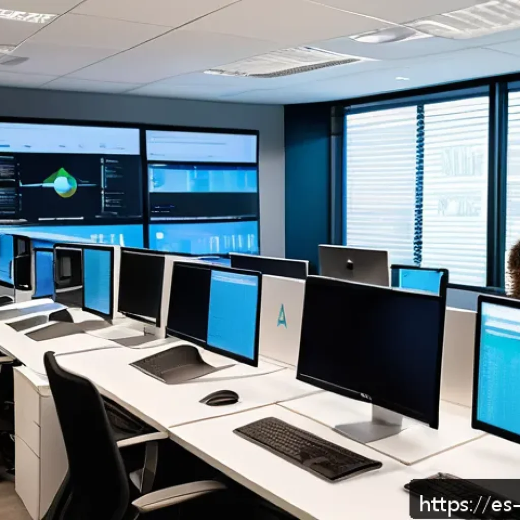 빅데이터 기술자의 데이터 변환 자동화 - A modern data engineering workspace featuring a diverse team of Hispanic professionals collaborating...