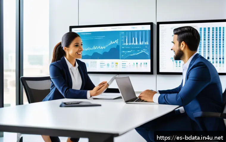 빅데이터 프로젝트에서 데이터 중심의 접근법 - A modern corporate office scene with a diverse team of Hispanic professionals collaborating around a...