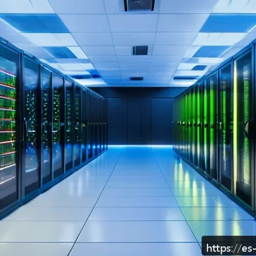 빅데이터 실무에서 직면한 도전과 해결 방법 - A modern cloud data center interior showing rows of servers with glowing LED indicators, multiple la...