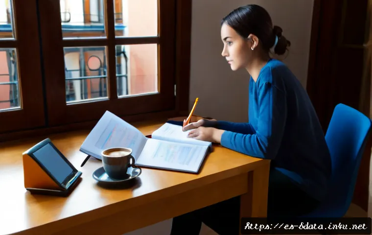 빅데이터 초보자를 위한 학습 방법 - Photorealistic home study scene for a big data beginner, Spanish-speaking young adult seated at a cl...