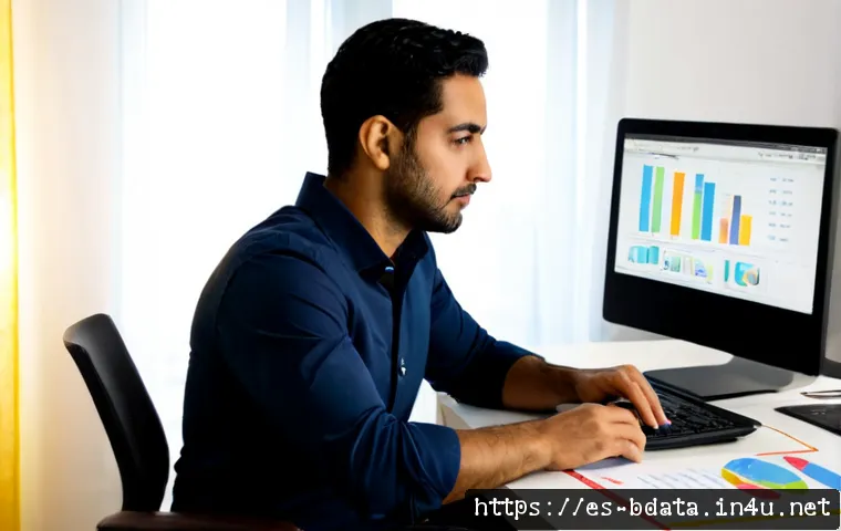 빅데이터 기술자 포트폴리오 작성법 - Photorealistic professional scene of a Hispanic data engineer in a modern Madrid home office assembl...